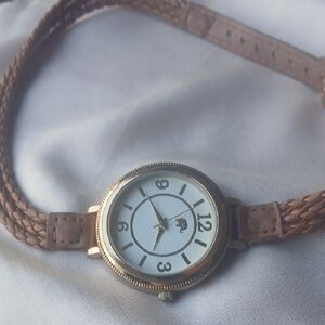 Francesca's Collections Gold and Brown Braided Strap Watch